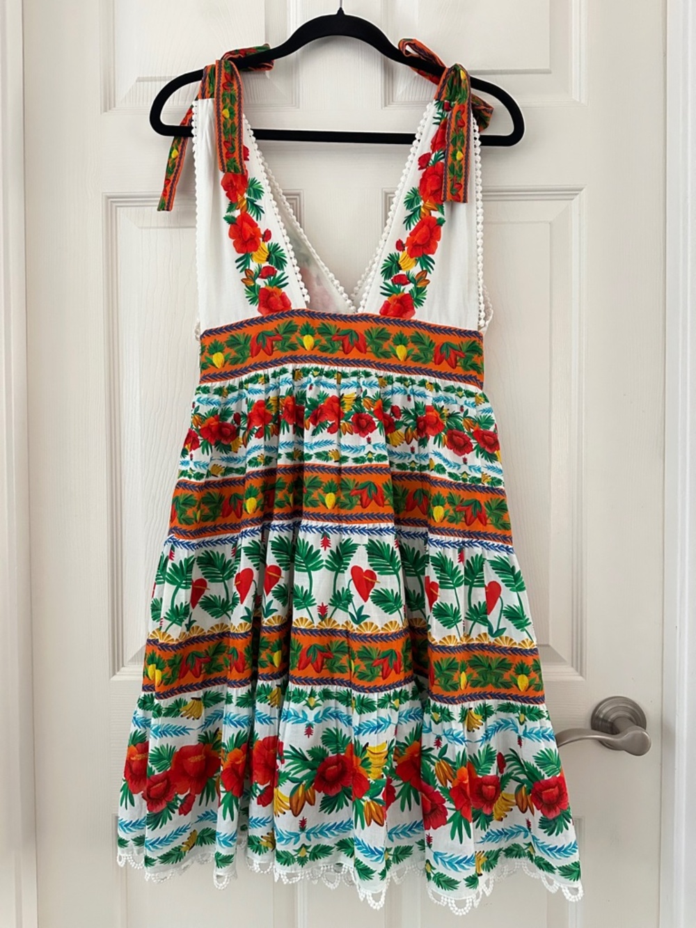 Farm Rio x Anthropologie V-neck Tiered Mini Dress Women's Size Small - Picture 8 of 16